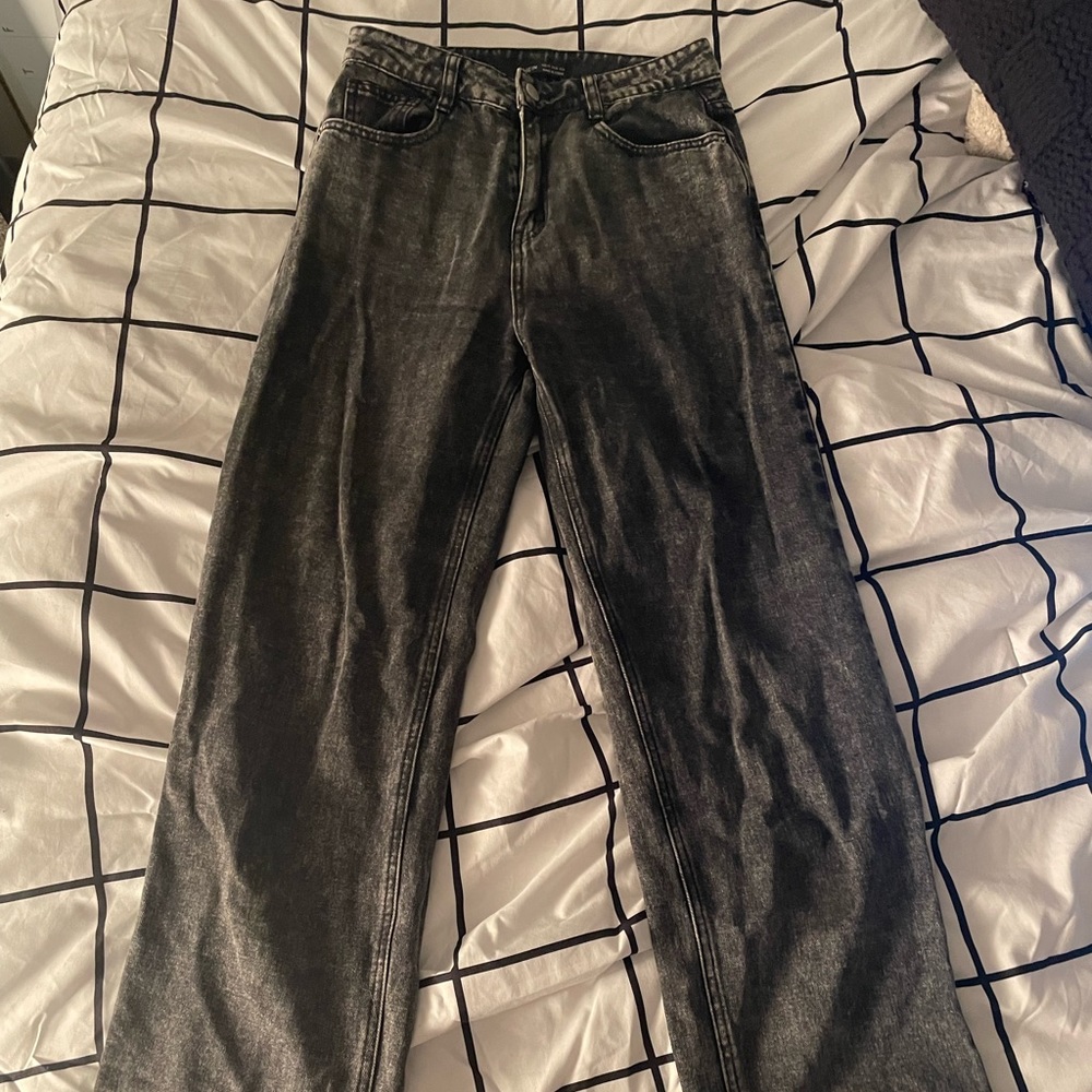 SHEIN basics stone wash high-waisted straight jeans!